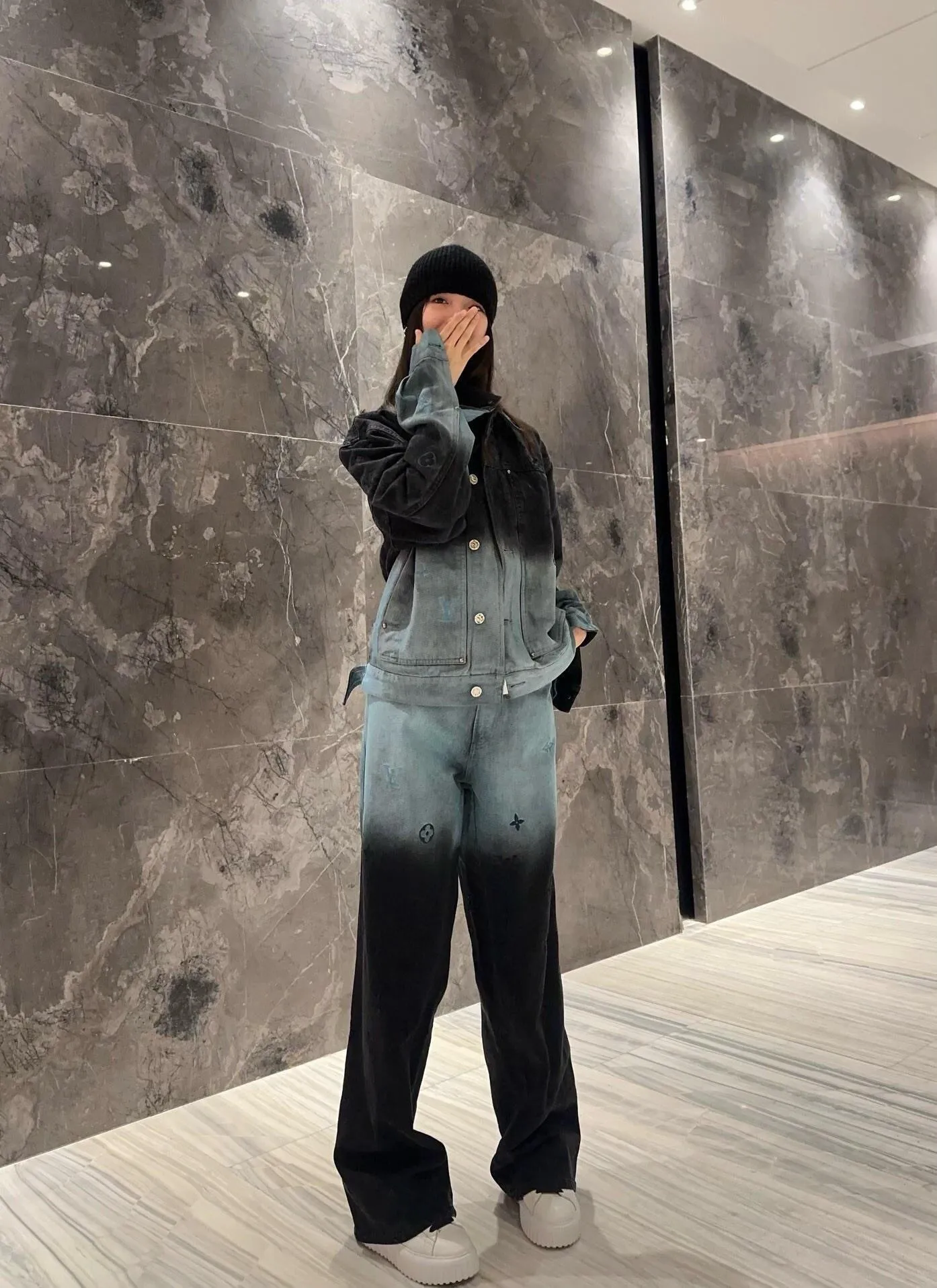 Louis Vuitton/Louis Vuitton presbyopic gradient embroidered denim jacket